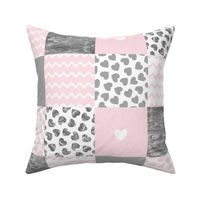 Patchwork pink gray hearts patchwork