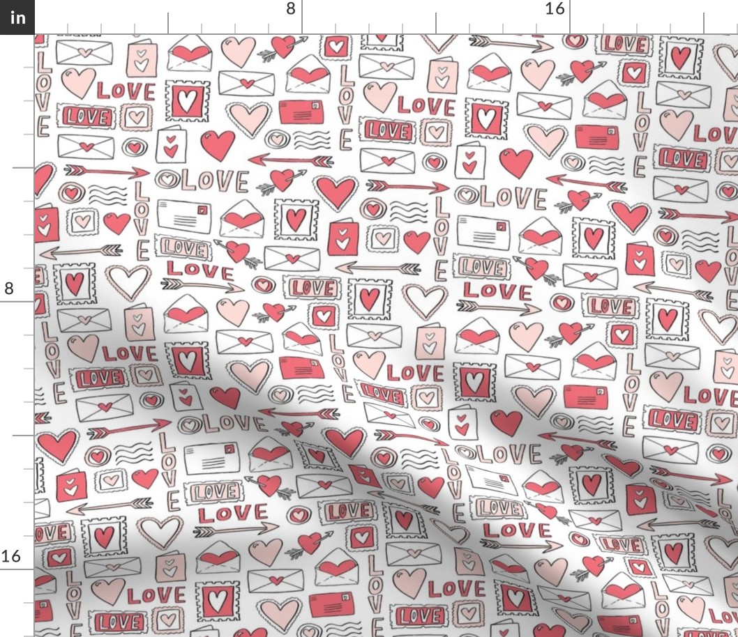love letters // valentines love notes fabric hearts stamps valentine's day white blush