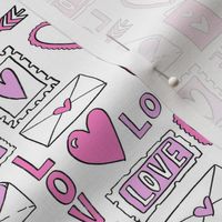 love letters // valentines love notes fabric hearts stamps valentine's day white purple