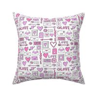 love letters // valentines love notes fabric hearts stamps valentine's day white purple