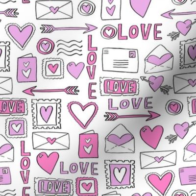 love letters // valentines love notes fabric hearts stamps valentine's day white purple