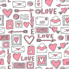 love letters // valentines love notes fabric hearts stamps valentine's day white pastel pink