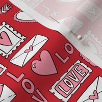 love letters // valentines love notes fabric hearts stamps valentine's day red