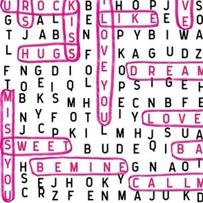 valentines word search love crossword valentines day fabrics white and bright pink
