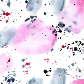 Pink and indigo watercolor abstraction