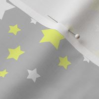 Celestial Yellow White Stars on Grey Gray 