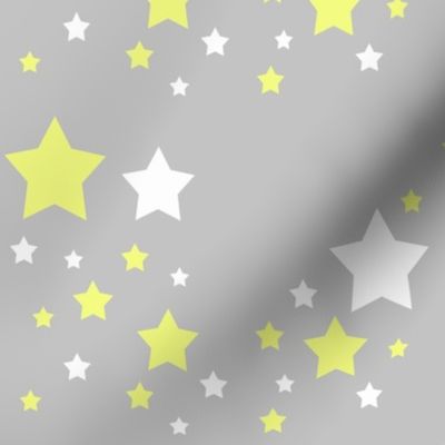 Celestial Yellow White Stars on Grey Gray 