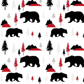 Bears Mountains Forest Red Black Gray