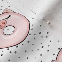 piggy donut - cute pig (grey dots)