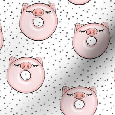 piggy donut - cute pig (grey dots)