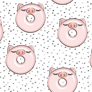 piggy donut - cute pig (grey dots)