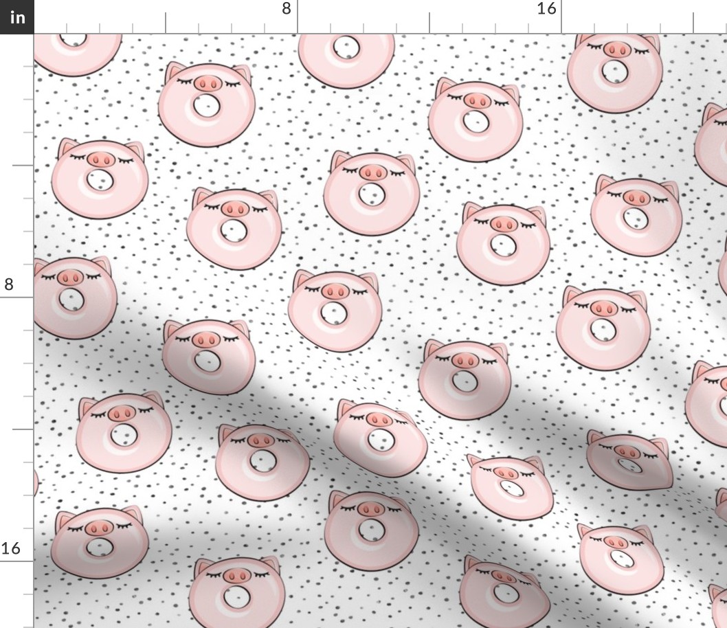 piggy donut - cute pig (grey dots)