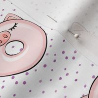 piggy donut - cute pig (purple dots)