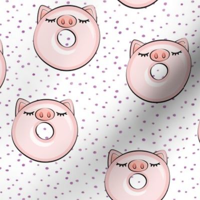 piggy donut - cute pig (purple dots)