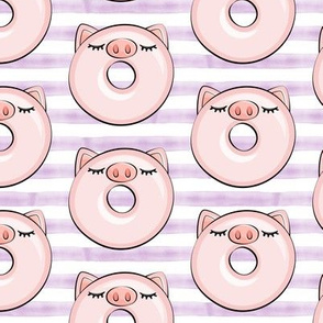 piggy donut - cute pig (purple stripes)