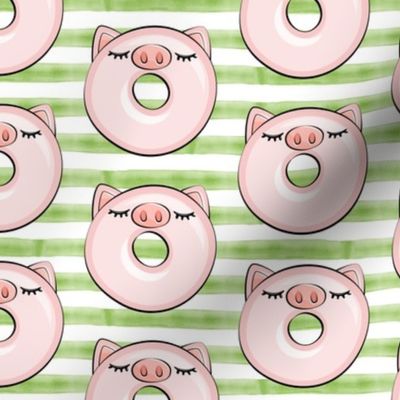 piggy donut - cute pig (green stripes)