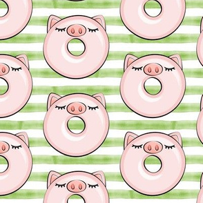 piggy donut - cute pig (green stripes)