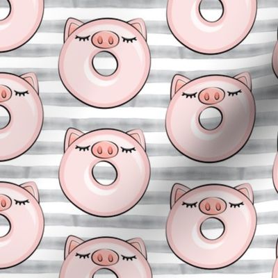 piggy donut - cute pig (grey stripes)