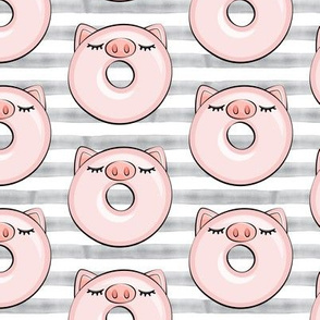piggy donut - cute pig (grey stripes)