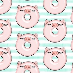 piggy donut - cute pig (mint stripes)