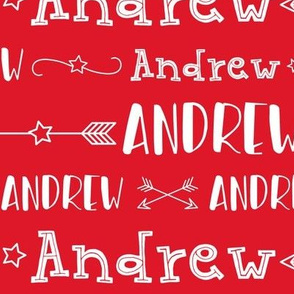 Boys Personalized Name Stars and Arrows // Red and White - Andrew