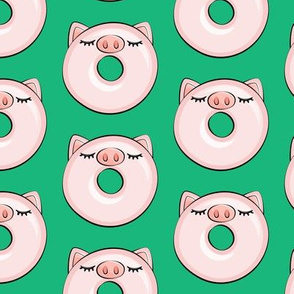 piggy donut - cute pig (green)