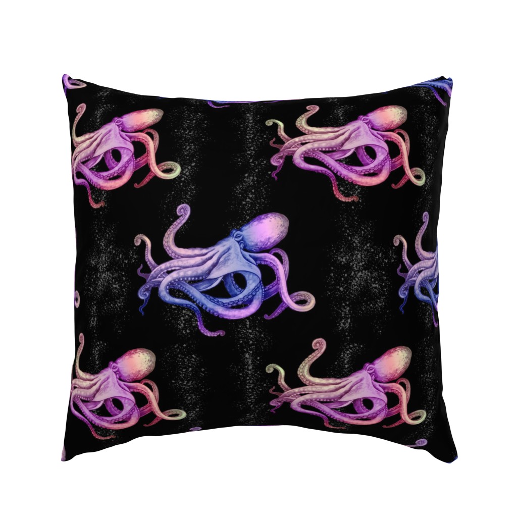 Octopus Silhouette-black bkgrd. medium