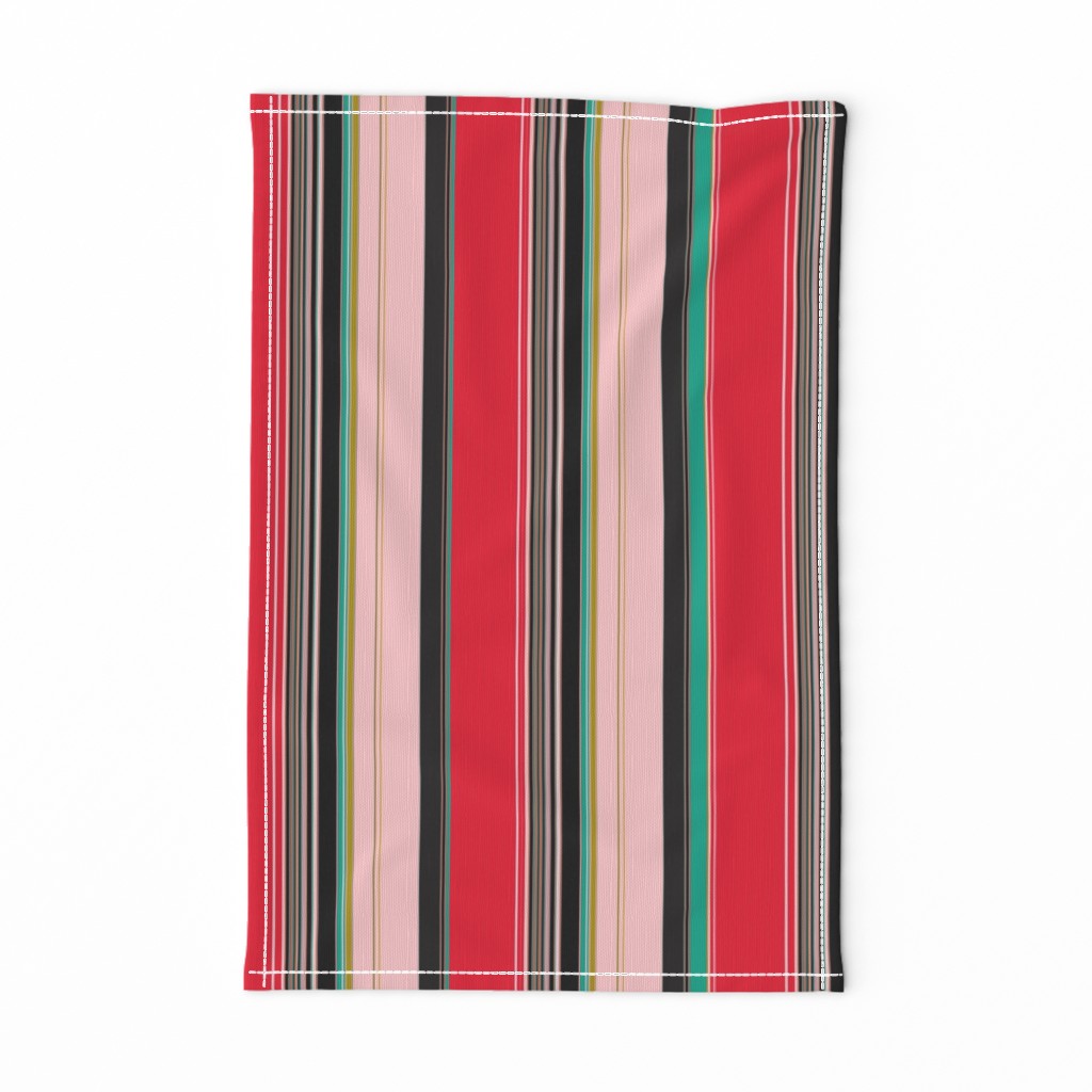 Stripes red pink teal