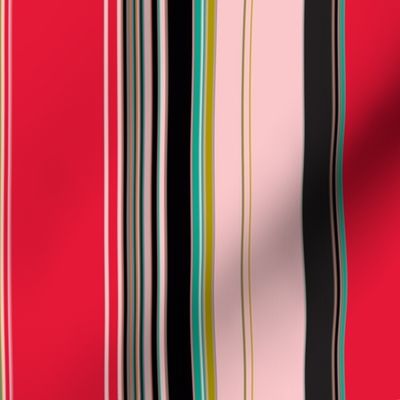 Stripes red pink teal