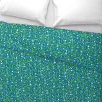 Green Mistletoe Berries Pattern Bright Blue 