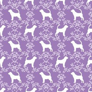 Bloodhound silhouette (Smaller) dog breed floral purple