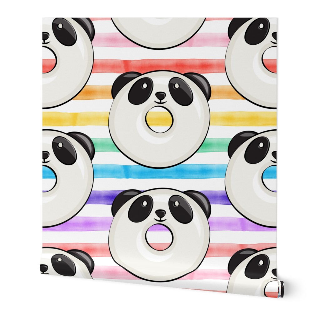 panda donuts - cute panda (rainbow stripe)