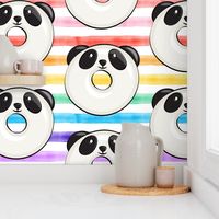 panda donuts - cute panda (rainbow stripe)