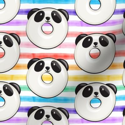 panda donuts - cute panda (rainbow stripe)