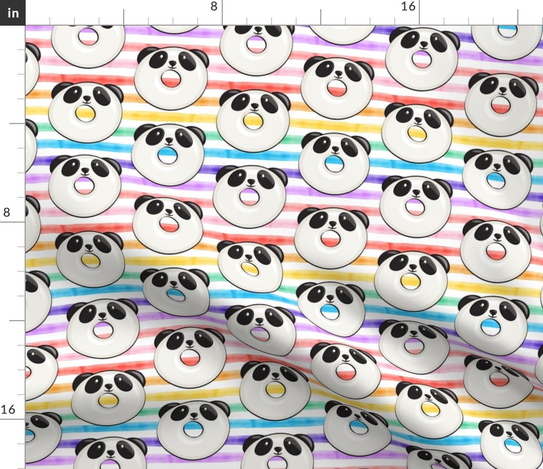 panda donuts - cute panda (rainbow stripe)