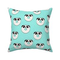 panda donuts - cute panda (aqua spots)