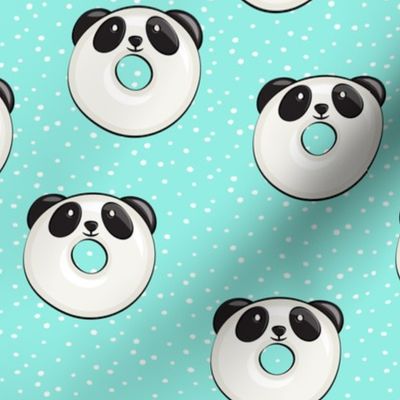 panda donuts - cute panda (aqua spots)