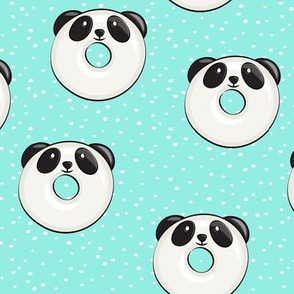 panda donuts - cute panda (aqua spots)