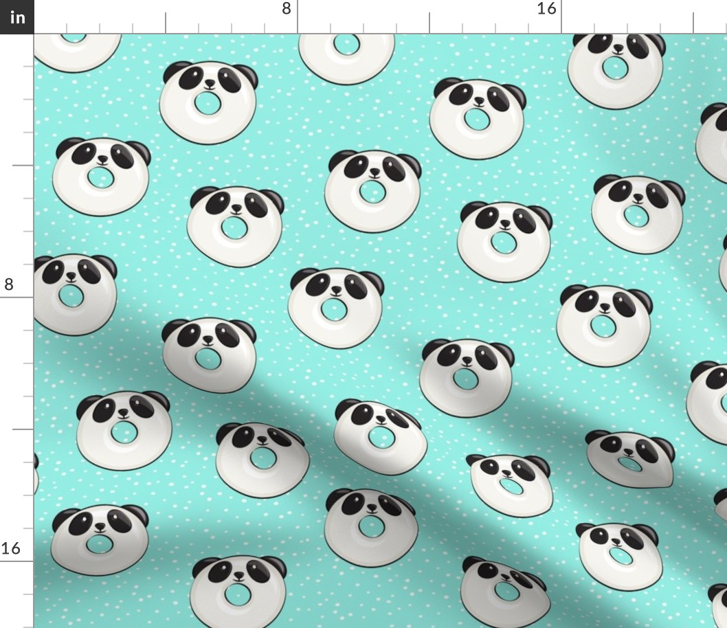 panda donuts - cute panda (aqua spots)