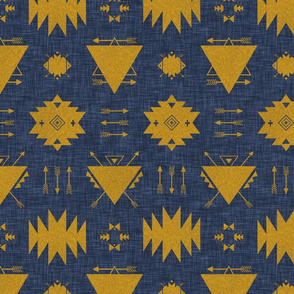 gold navy linen tribal signs