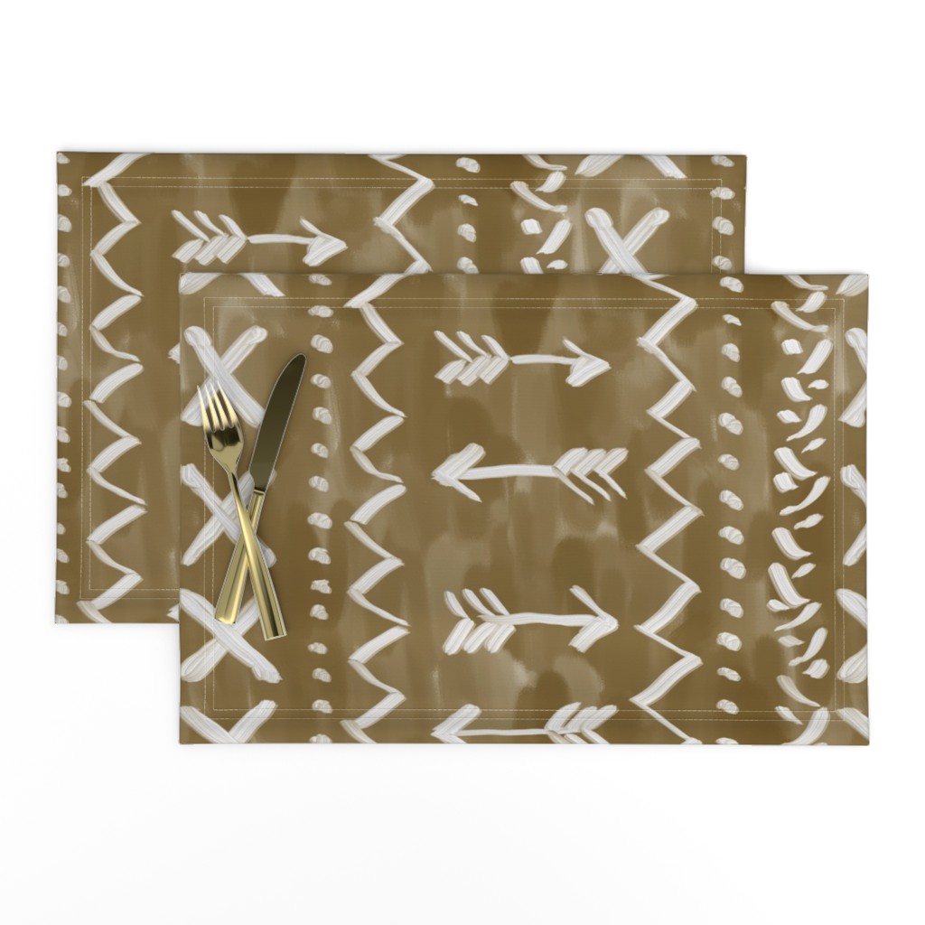 large scale painted mud cloth brown