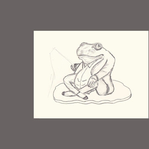 Ballet Frog Sketch Pillow