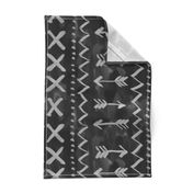 Large scale painted mud cloth black white