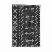 Large scale painted mud cloth black white