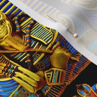 6 ancient egypt egyptian king tut Tutankhamun pharaoh gold mummy death masks cobra snakes crown vulture serpent coffin shepherd's skulls skeletons Crook flail Nekhbet Wadjet Uraeus funerary funeral    