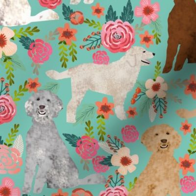 golden doodles fabric (Large) cute dog floral fabric cute golden doodle colors design best golden doodles fabric