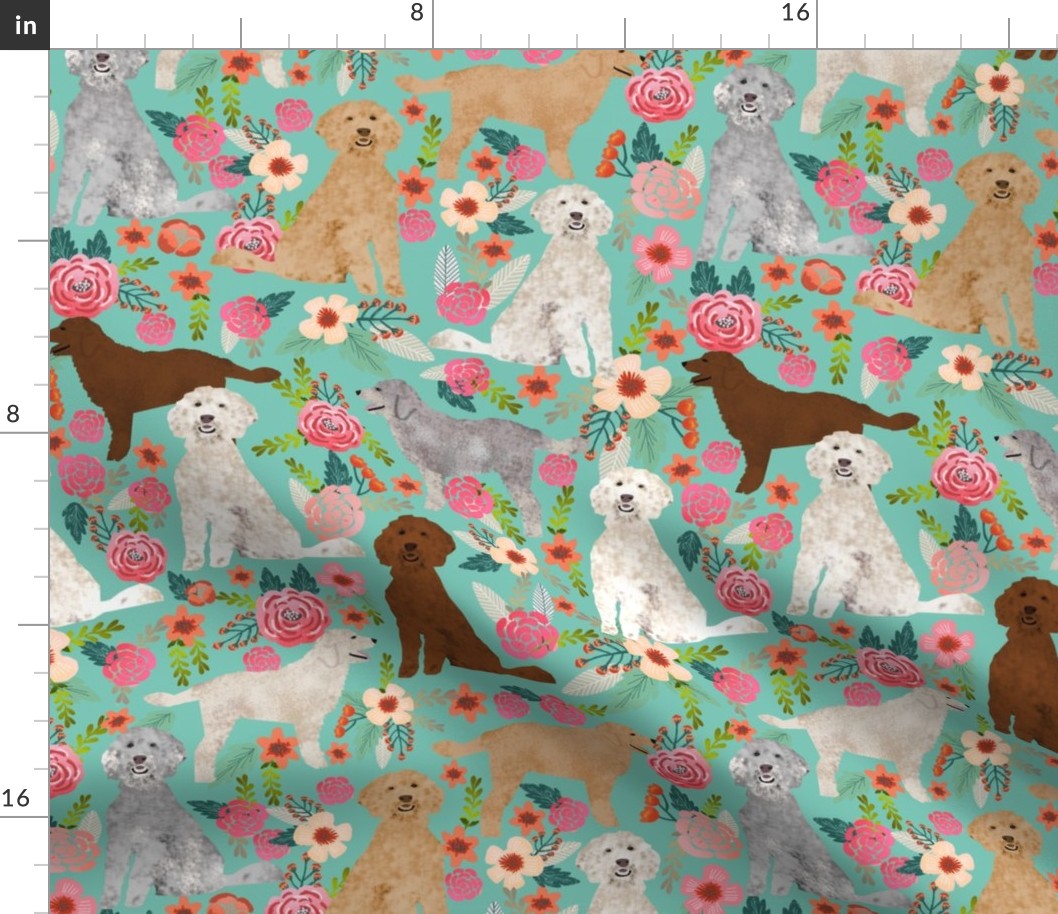 golden doodles fabric (Large) cute dog floral fabric cute golden doodle colors design best golden doodles fabric