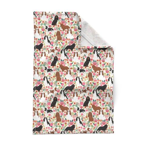 cavalier king charles spaniel florals beige