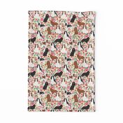 cavalier king charles spaniel florals beige