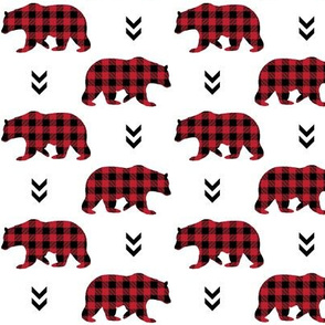 Bears – Red and Black Plaid Bear Buffalo Plaid Check Baby Nursery Bedding